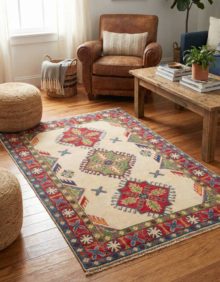 Detail image of 3' 2 x 5'  Hand Knotted Kazak Rug