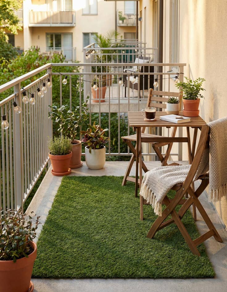 Detail image of 3' 3 x 5' 3 Easy-Clean Grass Indoor / Outdoor Rug