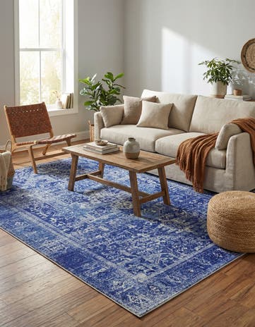 Navy Blue Washable Timeless Rug