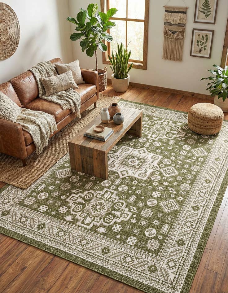 Detail image of 9' x 12'  Washable Aztec Indoor / Outdoor Rug