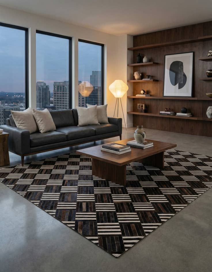 Detail image of 5' 11 x 6' 7 Cowhide Stocks Square Rug