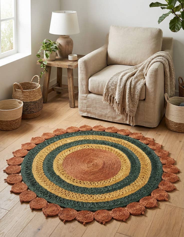 Detail image of 6' 1 x 6' 1  Hand Braided Jute Round Rug