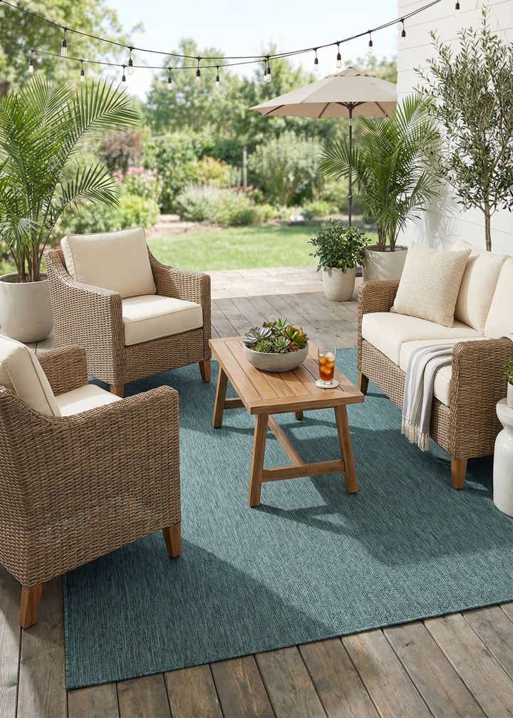 9' x 12' Easy-Clean Solid Indoor / Outdoor Rug
