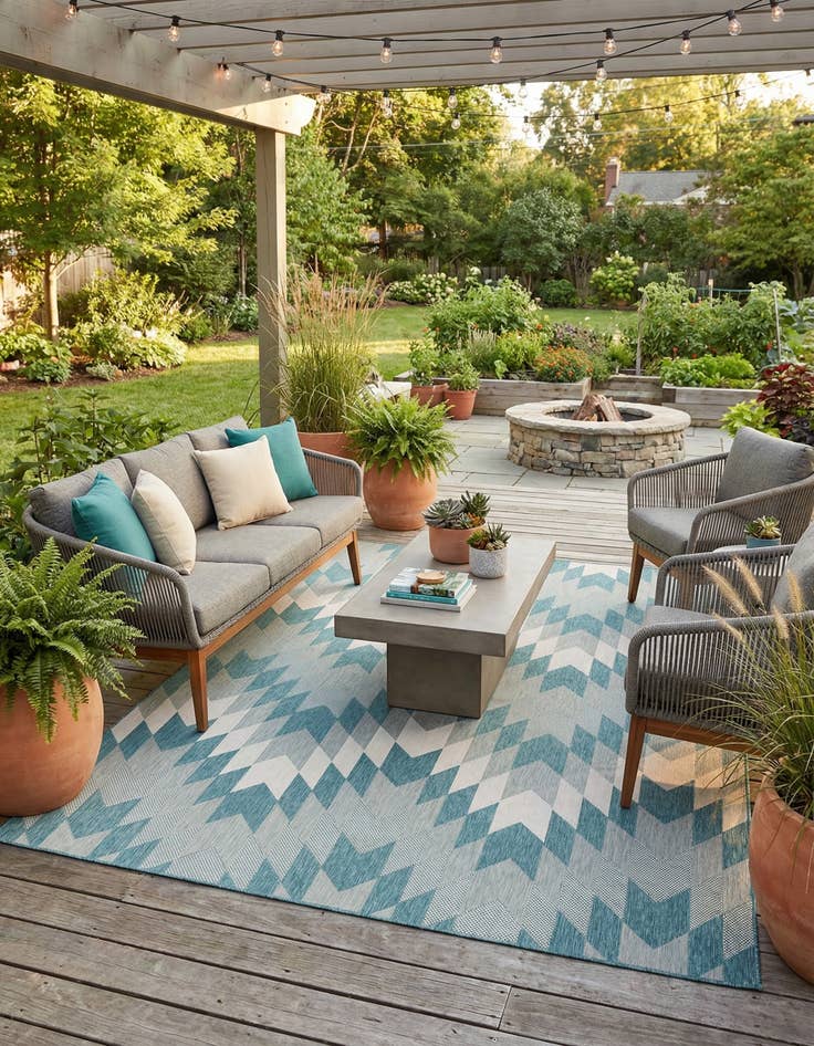 Detail image of 9' x 12'  Washable Modern Indoor / Outdoor Rug