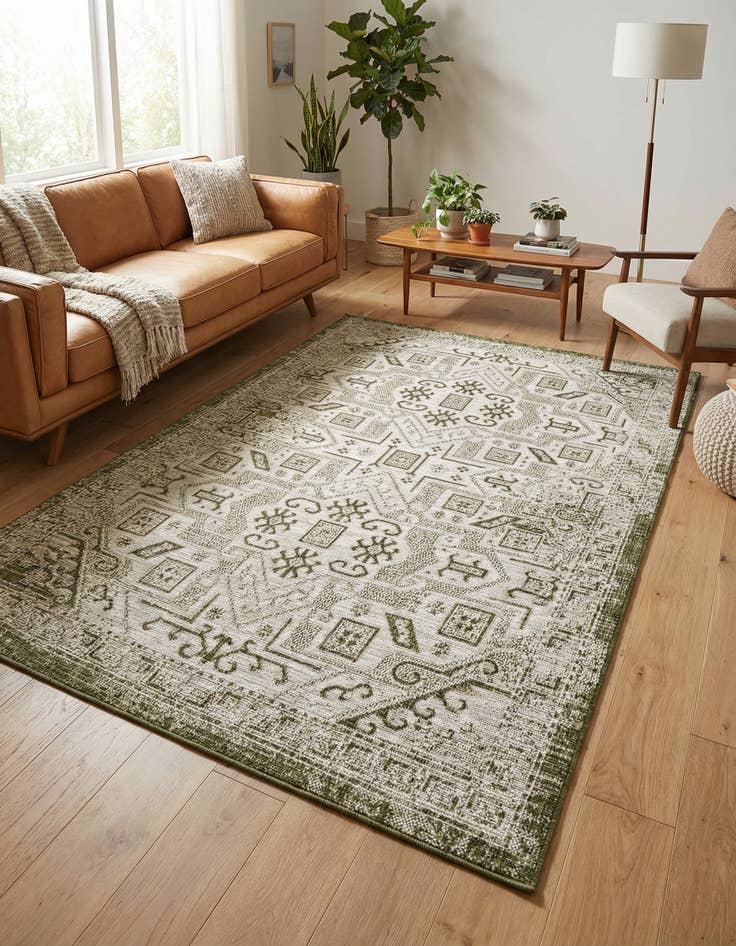 Detail image of 4' x 6'  Washable Aztec Indoor / Outdoor Rug