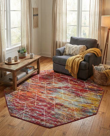 7' 10 x 7' 10 Lattice Frieze Octagon Rug