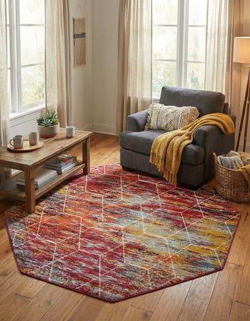 7' 10 x 7' 10 Lattice Frieze Octagon Rug