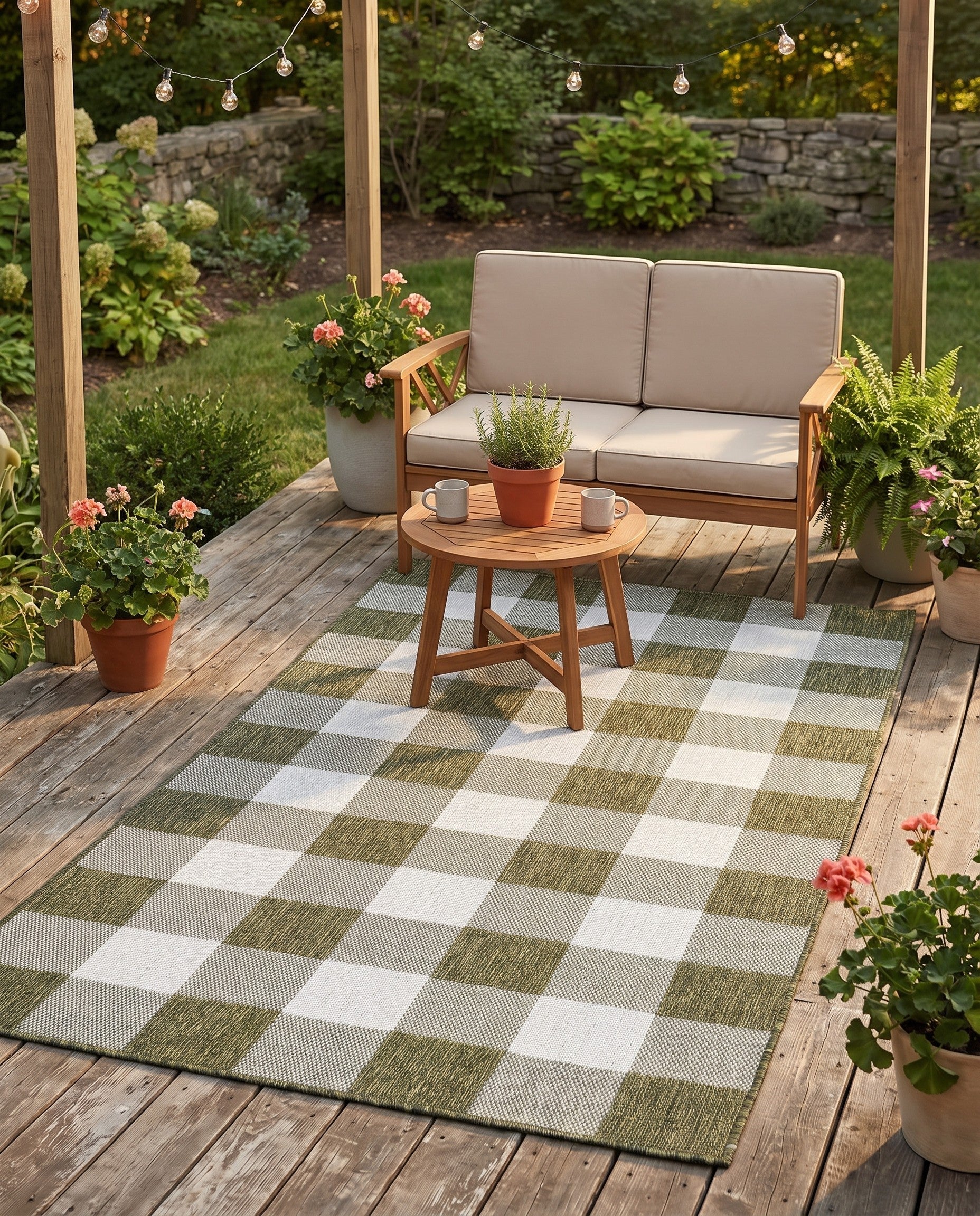 4' x 6' Easy-Clean Checkered Indoor / Outdoor Rug