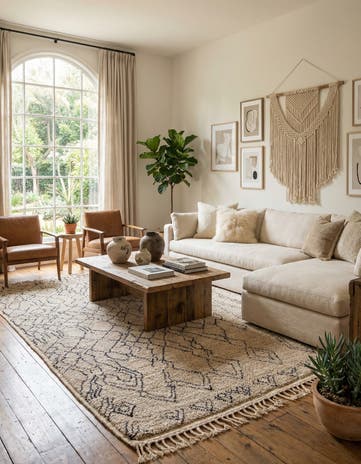 7' x 9' 7 Hand Knotted Moroccan Wool Rug