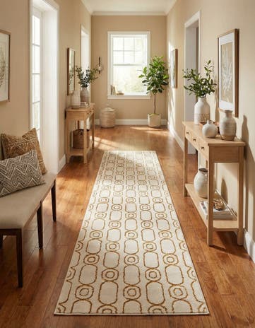 White and Gold Vogue Geo Runner Rug