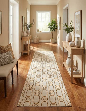 White and Gold Vogue Geo Runner Rug