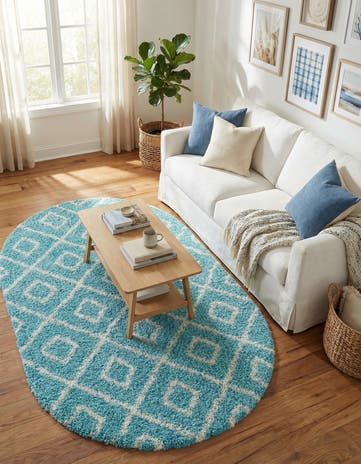 5' 3 x 8' Lattice Shag Oval Rug