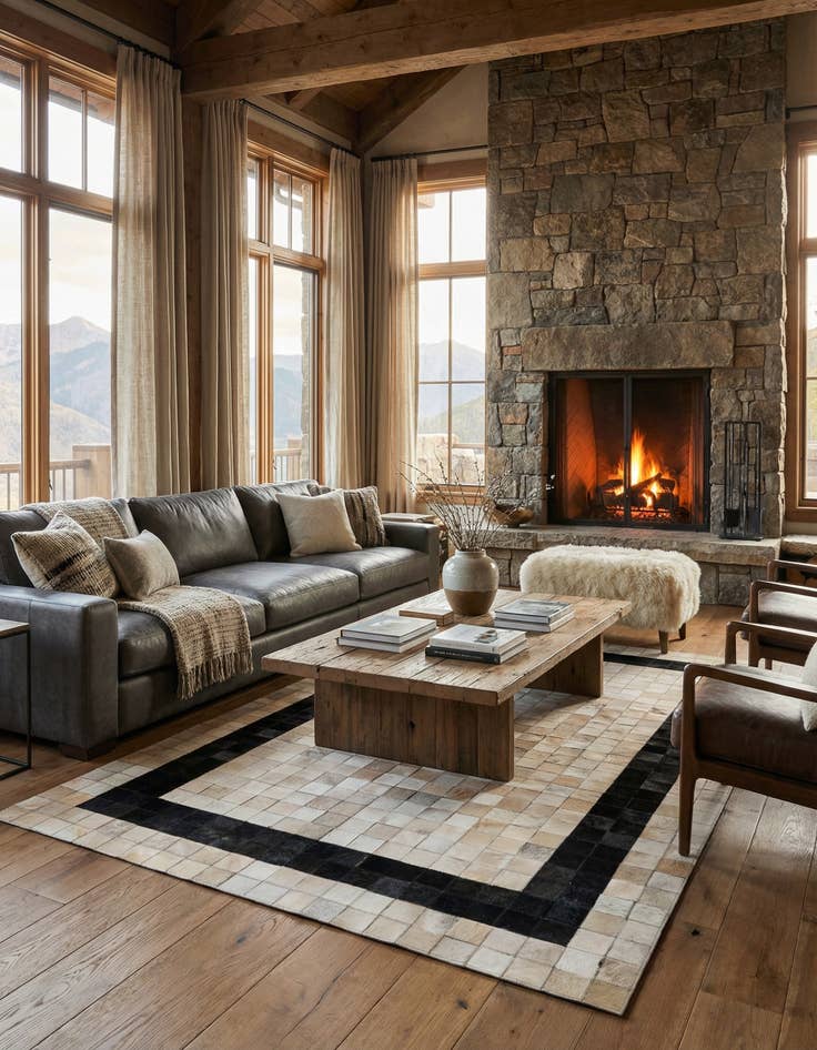 Detail image of  5' x 8' Cowhide Leather Rug