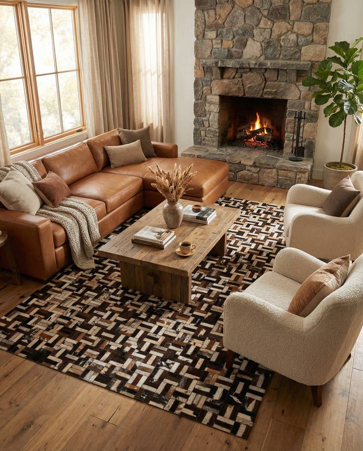 Detail image of 5' x 7' 10 Cowhide - Patchwork Rug