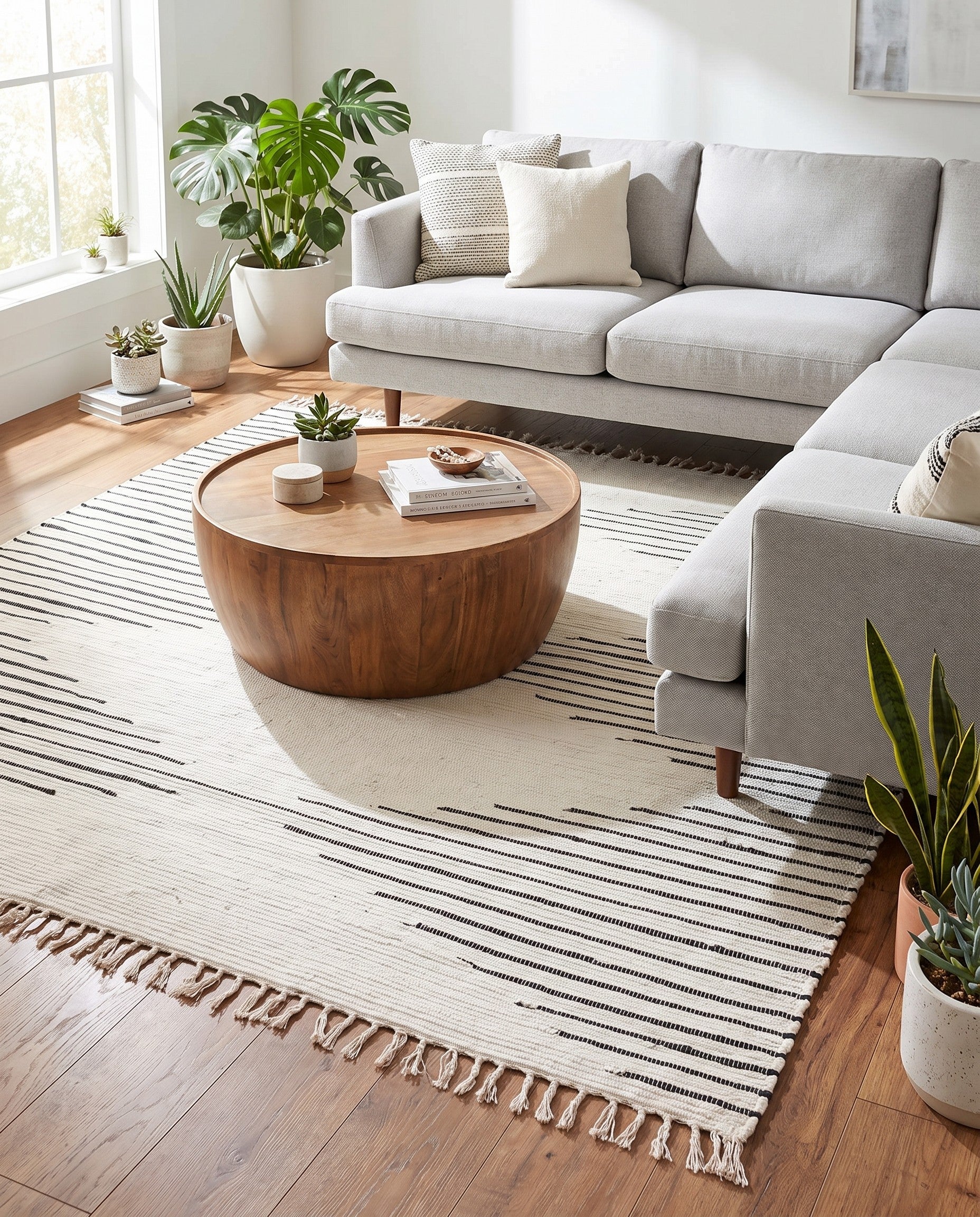White Hand Woven Chindi Cotton Square Rug