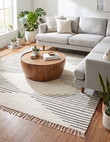 White Hand Woven Chindi Cotton Square Rug
