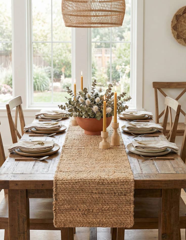 Detail image of  1' 2 x 8' Chunky Jute Table Runner Rug