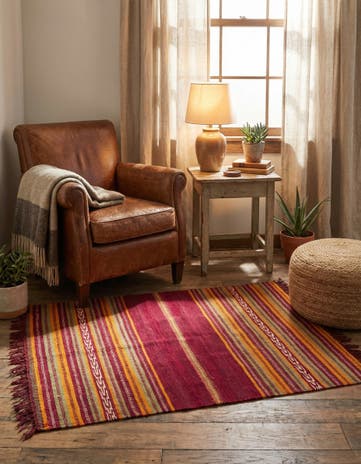 3' 7 x 4' Hand Woven Kilim Afghan Wool Square Rug