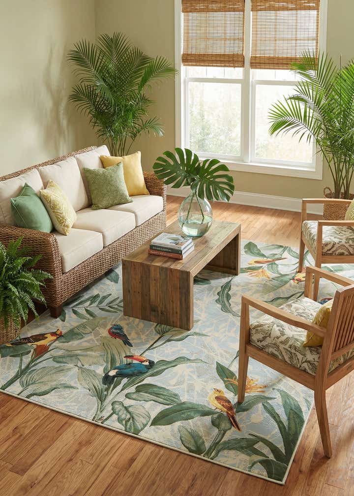 7' 10 x 11' Easy-Clean Botanical Indoor / Outdoor Rug