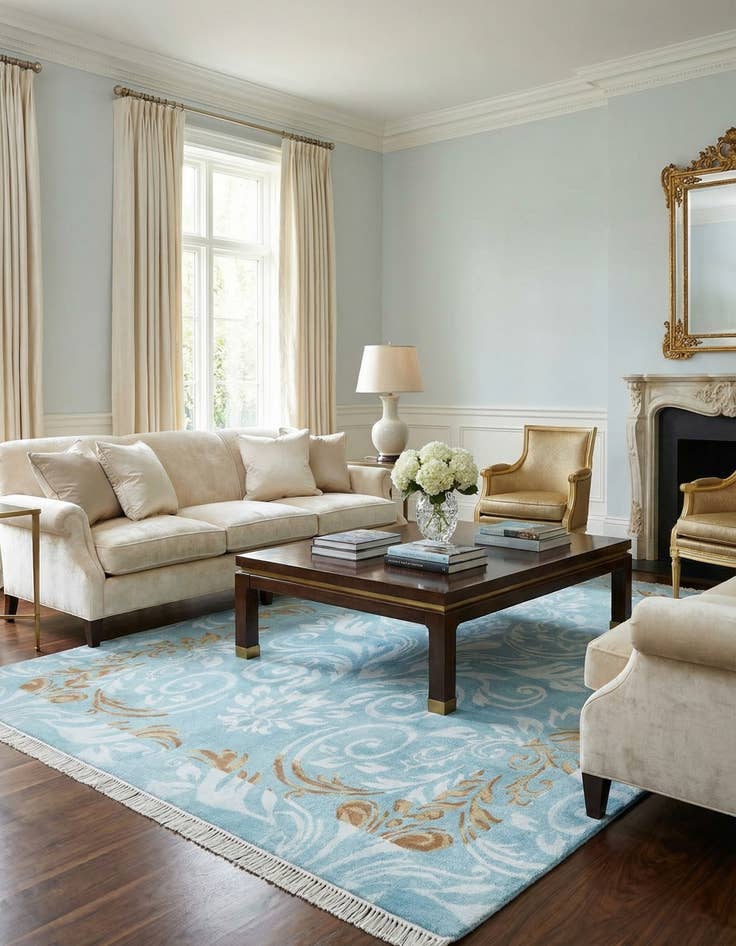 Detail image of 5' 10 x 8'  Hand Knotted Darya Wool Rug