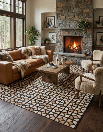 8' 1 x 10' Cowhide Leather Rug