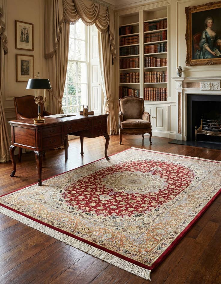 Detail image of 3' 3 x 4' 10 Ghom Silk Rug