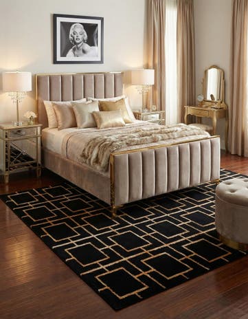 Black and Gold Marilyn Monroe&trade; Glam Deco Square Rug