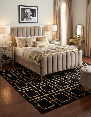 Black and Gold Marilyn Monroe™ Glam Deco Square Rug