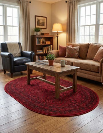 Red Bokhara Oval Rug