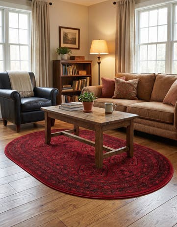 Red Bokhara Oval Rug