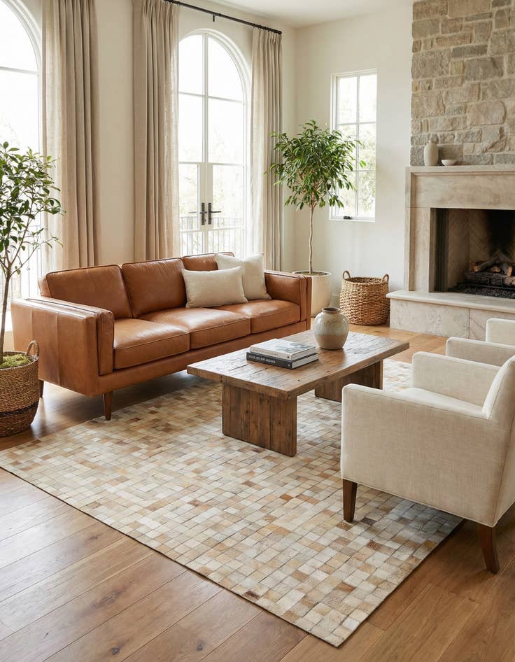 Detail image of  5' 1 x 8' Cowhide - Patchwork Rug