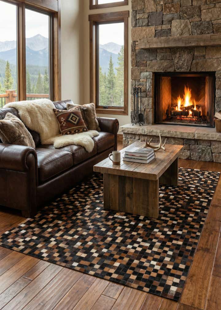 5' x 8' Cowhide Leather Rug