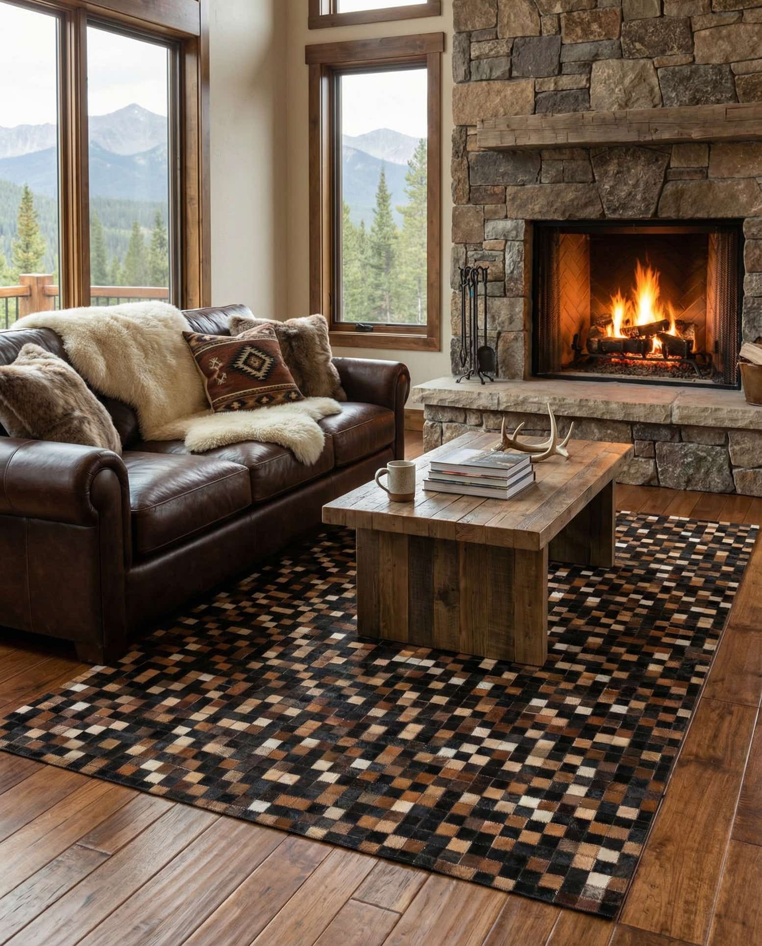 5' x 8' Cowhide Leather Rug