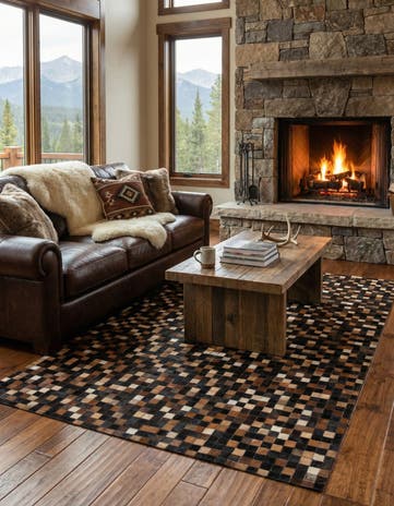 5' x 8' Cowhide Leather Rug