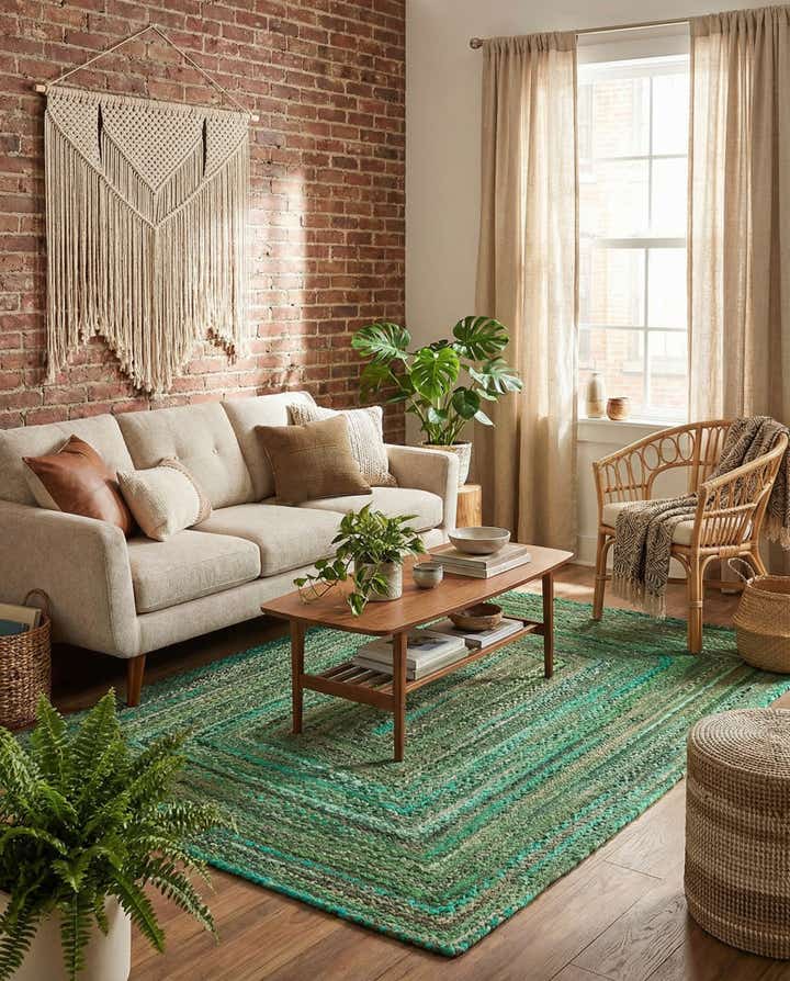 6' 1 x 9' Handmade Braided Chindi Rug