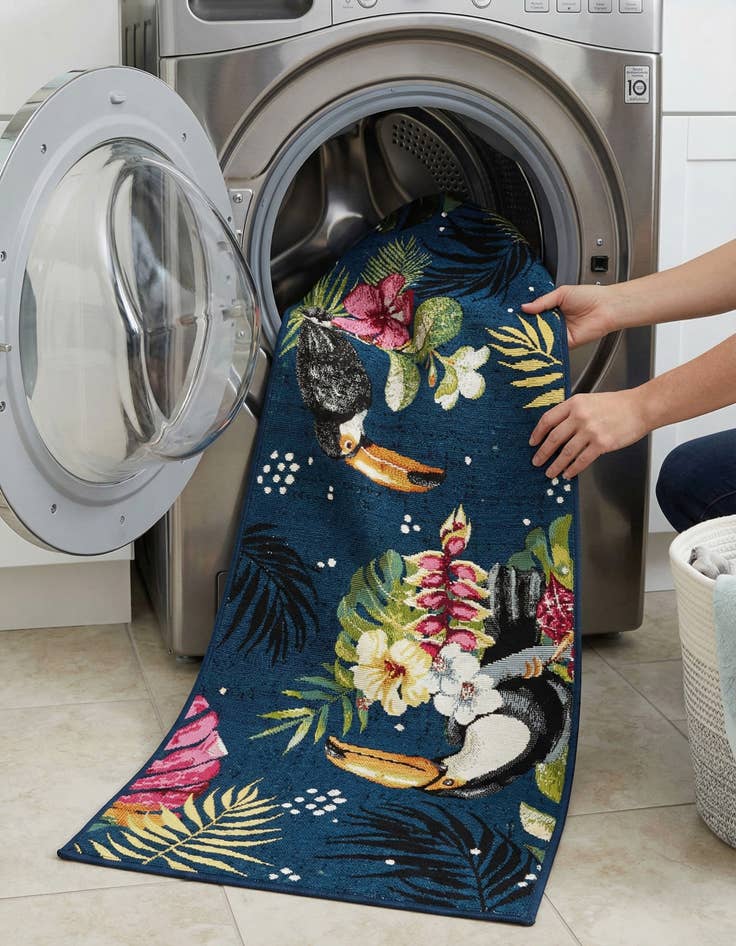 Detail image of 2' x 6'  Washable Botanical Indoor / Outdoor Runner Rug