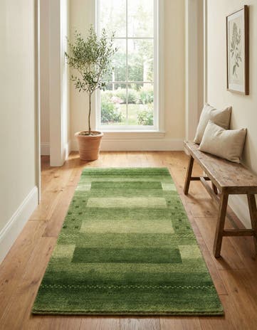 2' 4 x 4' 7 Hand Knotted Gabbeh Wool Runner Rug