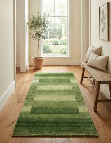 2' 4 x 4' 7 Hand Knotted Gabbeh Wool Runner Rug
