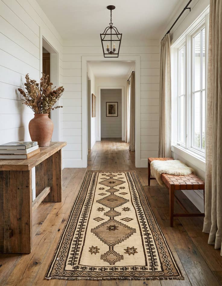 Detail image of  3' 2 x 6'  Hand Knotted Shiraz Persian Wool Runner Rug