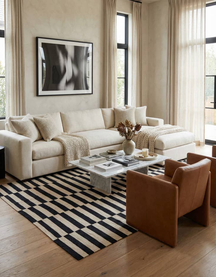 Detail image of 6' 8 x 9' 9  Hand Woven Kilim Modern Wool Rug