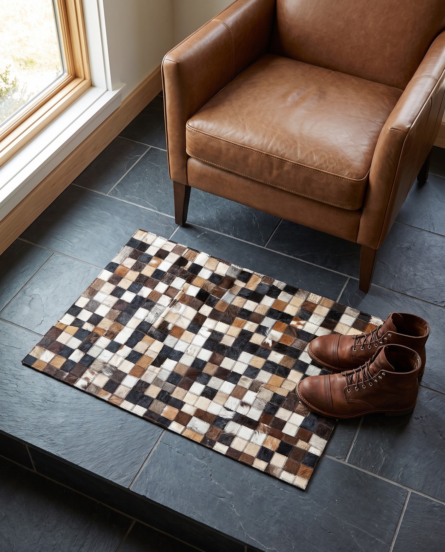 2' x 3' Cowhide Leather Rug