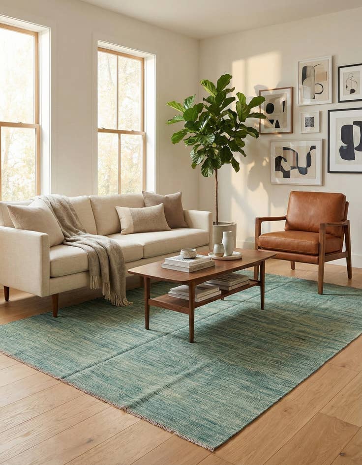 Detail image of 4' 10 x 6' 7  Hand Woven Kilim Modern Wool Rug