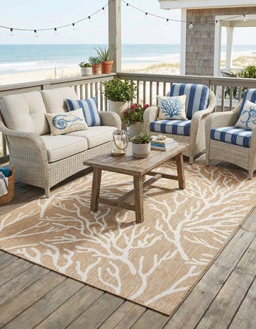 5' 3 x 7' Easy-Clean Coastal Indoor / Outdoor Rug