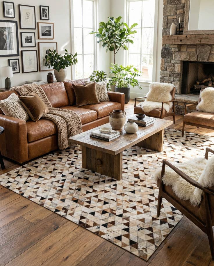 Detail image of 5' 1 x 7' 11 Cowhide - Patchwork Rug