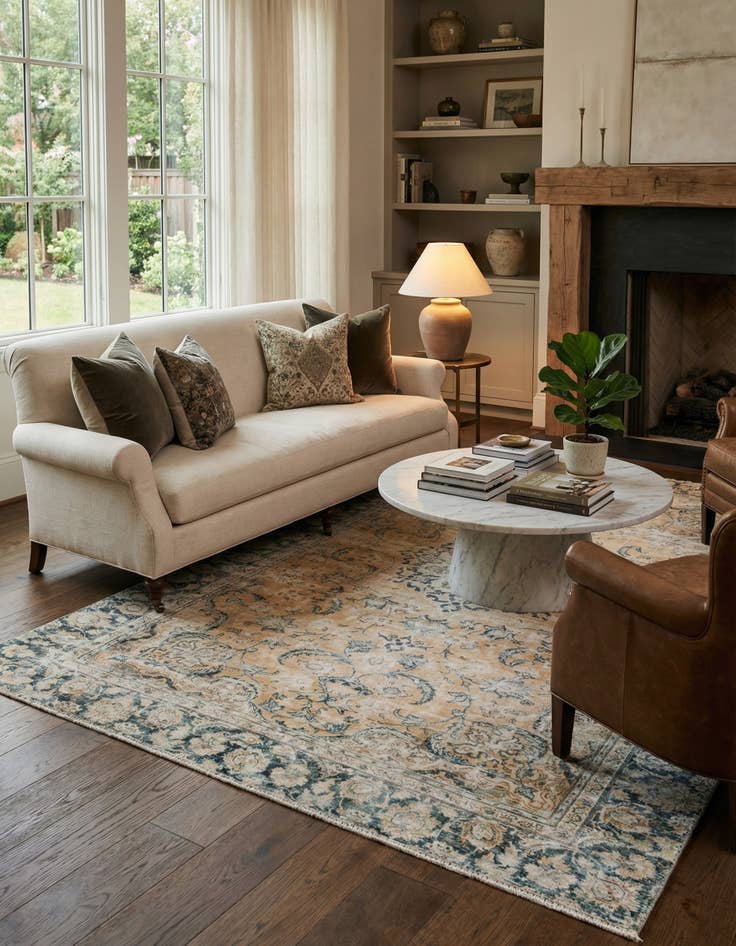 Detail image of  6' 6 x 10'  Hand Knotted Ultra Vintage Persian Wool Rug