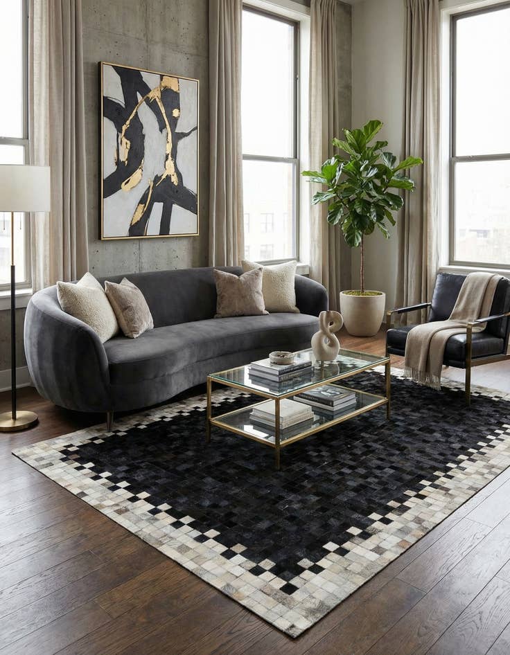 Detail image of 5' 1 x 8' Cowhide - Patchwork Rug