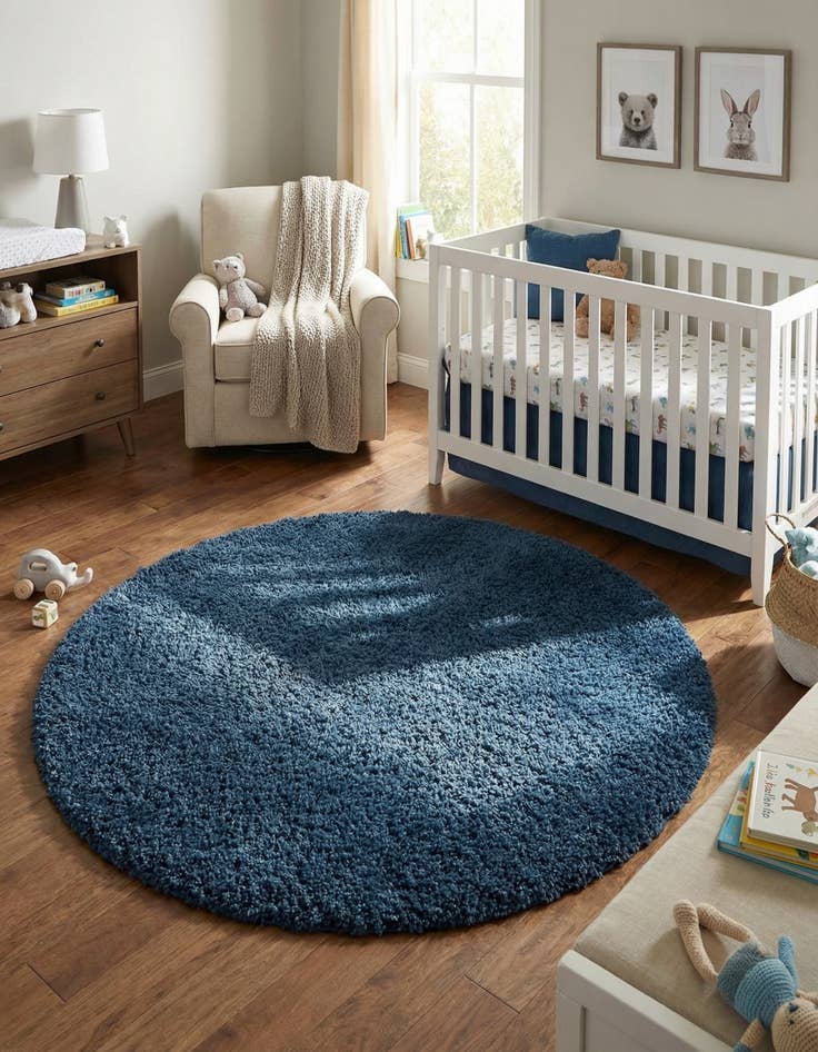 Detail image of  4' x 4' Solid Shag Round Rug