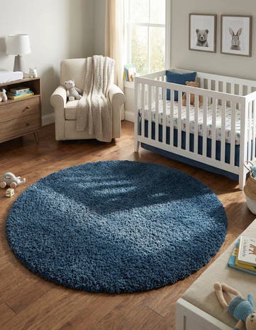 4' x 4' Solid Shag Round Rug
