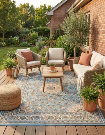 5' 3 x 8' Easy-Clean Traditional Indoor / Outdoor Rug