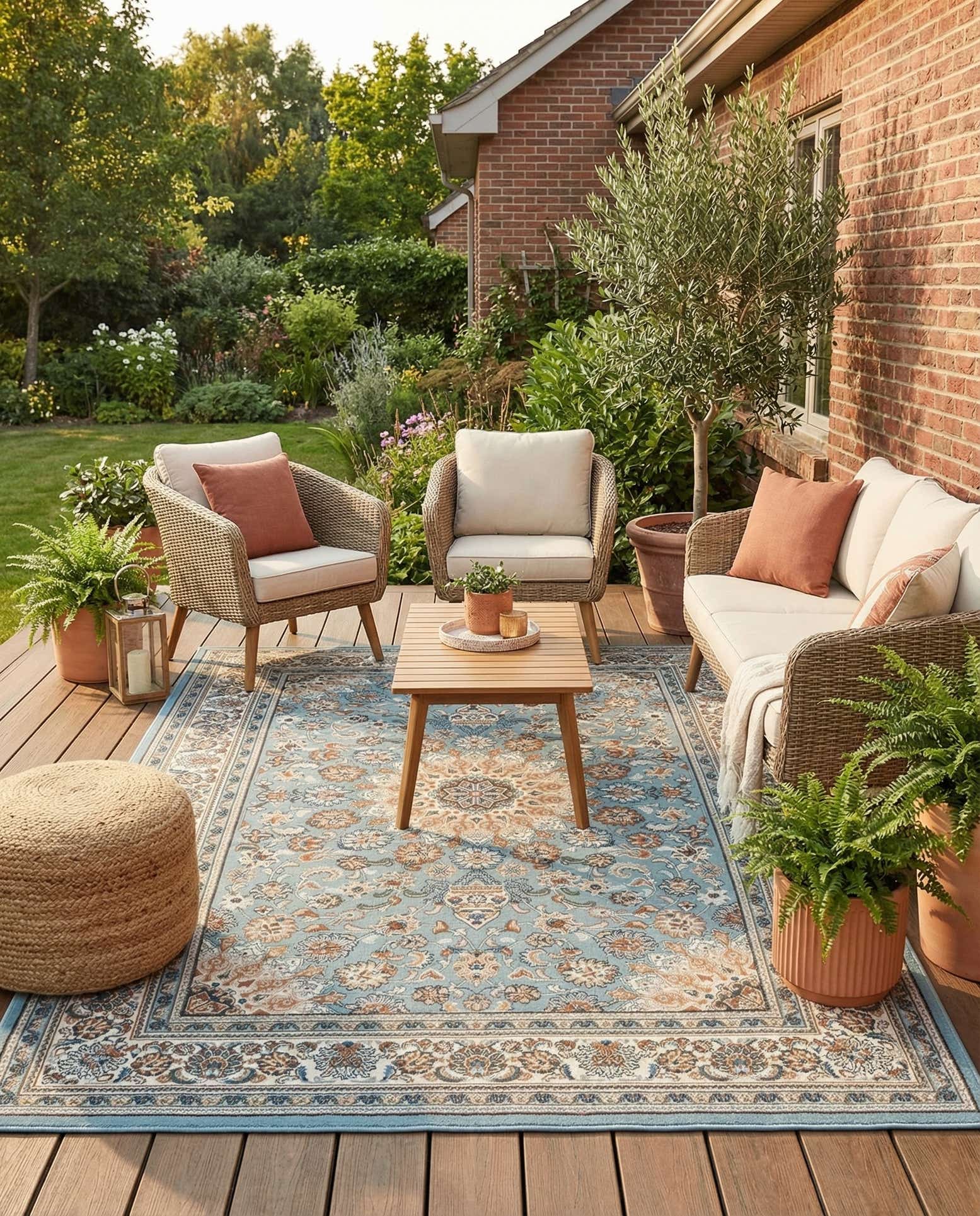 5' 3 x 8' Easy-Clean Traditional Indoor / Outdoor Rug